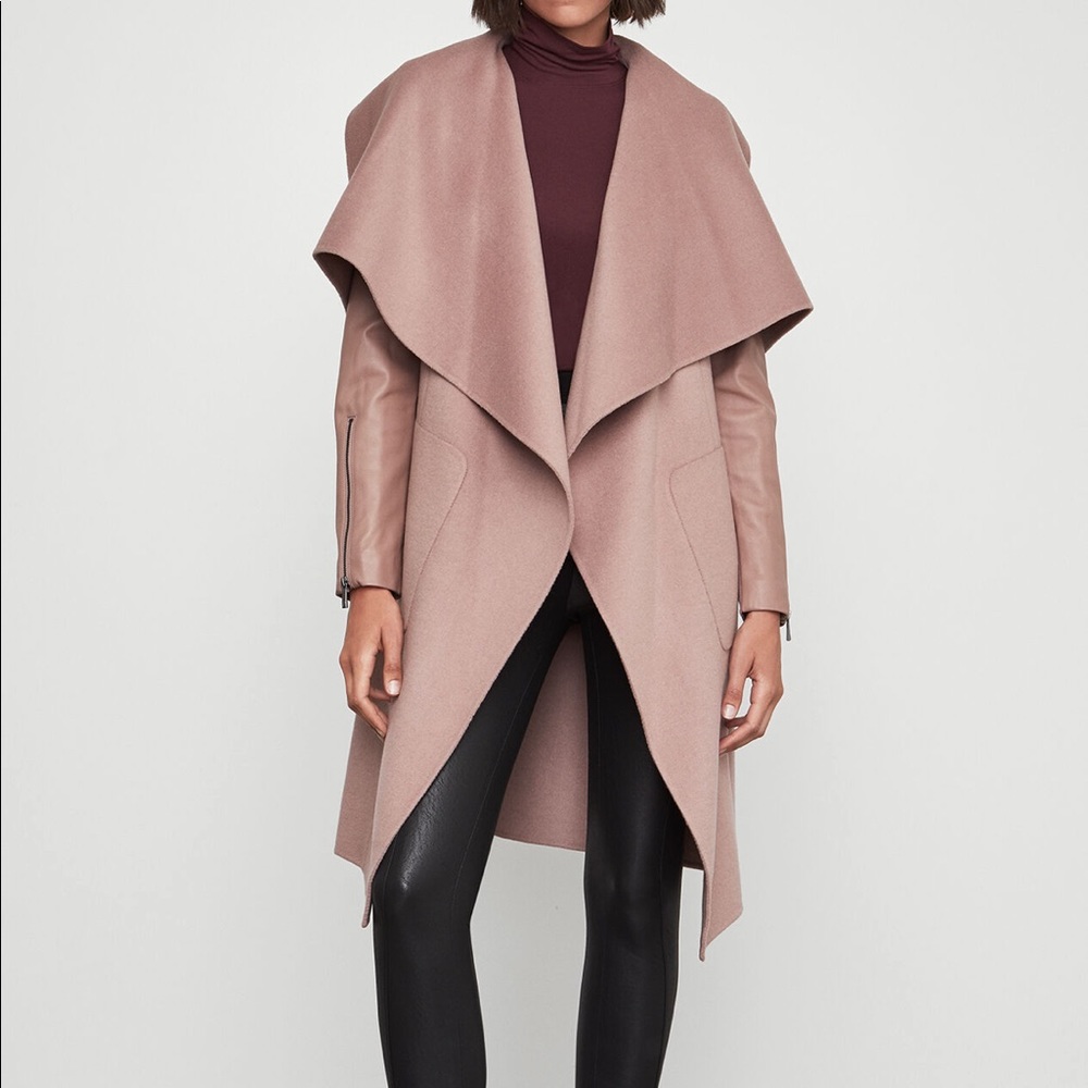 BCBGMaxAzria Draped Open Front Coat in Camel - Picture 3 of 7